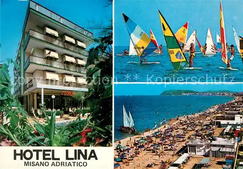 AK / Ansichtskarte Misano_Adriatico Hotel Lina Windsurfen Strand Misano Adriatico