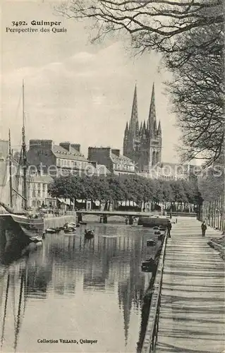 AK / Ansichtskarte Quimper Perspective des Quais Eglise Quimper