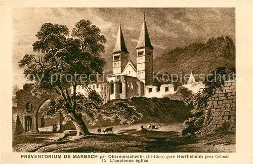 AK / Ansichtskarte Obermorschwihr Preventorium de Marbach anciene eglise Dessin Kuenstlerkarte Obermorschwihr