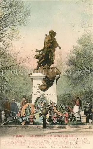 AK / Ansichtskarte Nimes Monument des Combattants Nimes