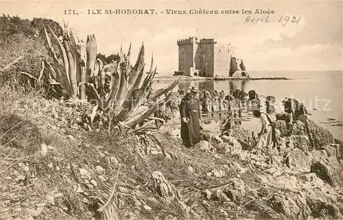 AK / Ansichtskarte Ile_Saint Honorat_Alpes_Maritimes Vieux Chateau entre les Aloes Ile_Saint Honorat
