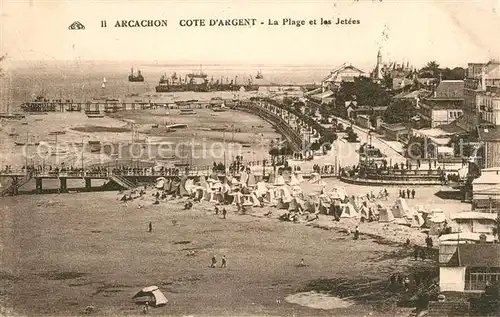 AK / Ansichtskarte Arcachon_Gironde La Plage et les Jetees Arcachon Gironde