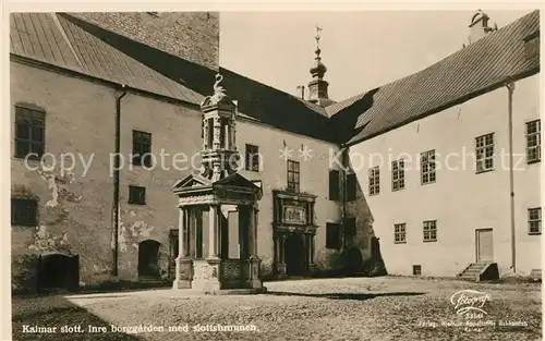 AK / Ansichtskarte Kalmar Slott Borggarden med slottsbrunnen Schloss Brunnen Kalmar