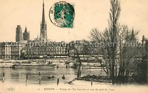 AK / Ansichtskarte Rouen Pointe de l Ile Lacroix et vue du Quai de Paris Rouen