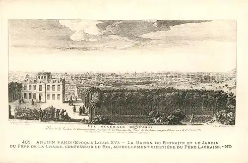 AK / Ansichtskarte Ancien_Paris Vue generale de la ville Maison de Retraite Jardin du Pere de la Chaise Kuenstlerkarte Ancien Paris