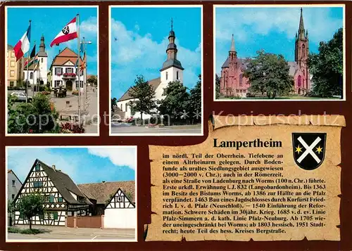 AK / Ansichtskarte Lampertheim_Bergstrasse Rathaus Kath Kirche St Andreas Ev Domkirche Heimatmuseum Lampertheim_Bergstrasse