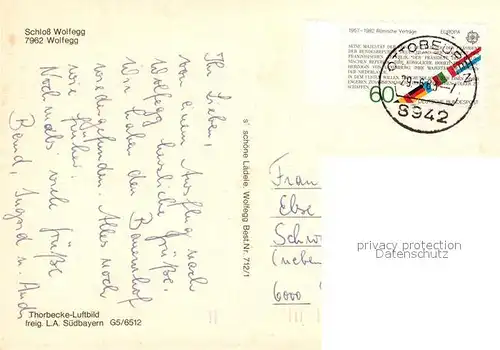 AK / Ansichtskarte Wolfegg Fliegeraufnahme mit Schloss Wolfegg Wolfegg