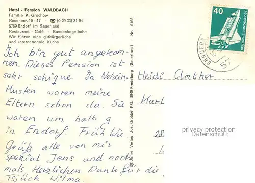 AK / Ansichtskarte Endorf_Sauerland Panorama Hotel Pension Waldbach Wassertreten  Endorf_Sauerland