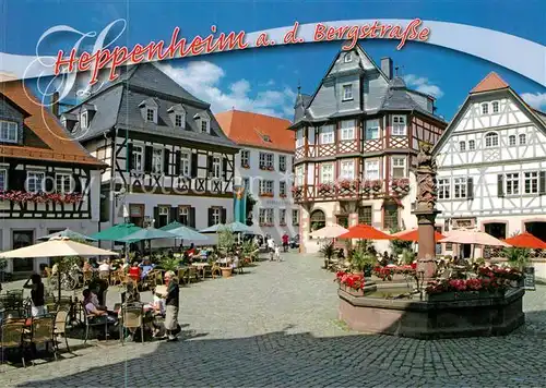 AK / Ansichtskarte Heppenheim_Bergstrasse Marktplatz mit Brunnen Heppenheim_Bergstrasse