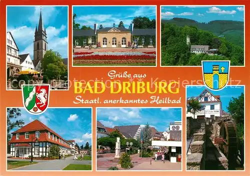 AK / Ansichtskarte Bad_Driburg Kirche Kurhaus Hotel Park Muehlrad Bad_Driburg