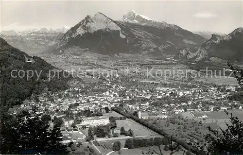 AK / Ansichtskarte Bad_Ragaz Fliegeraufnahme mit Churfirsten Gonzen und Alvier Bad_Ragaz