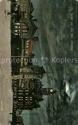 AK / Ansichtskarte Winnipeg Market City Hall Mondschein Winnipeg