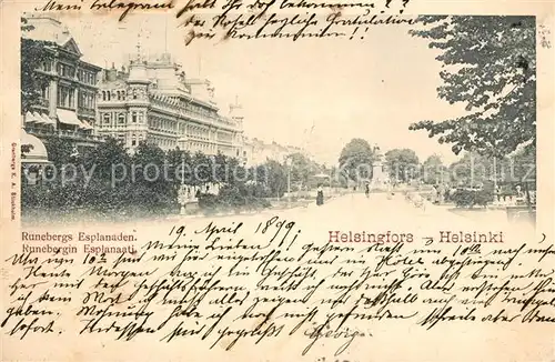 AK / Ansichtskarte Helsingfors Runebergs Esplanaden Helsingfors