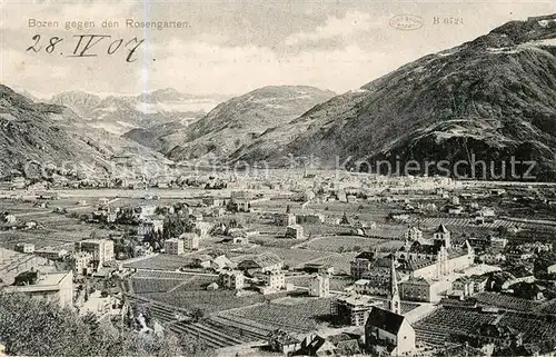 AK / Ansichtskarte Bozen_Suedtirol Panorama Blick gegen den Rosengarten Dolomiten Bozen Suedtirol