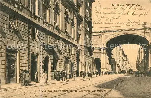 AK / Ansichtskarte Genova_Genua_Liguria Via XX Settembre dalla Libreria Chiappori Genova_Genua_Liguria