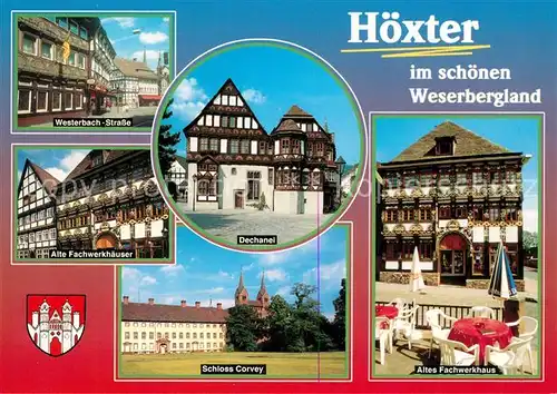 AK / Ansichtskarte Hoexter_Weser Westerbachstrasse Alte Fachwerkhaeuser Dechanei Schloss Corvey  Hoexter Weser