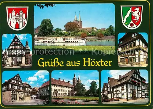 AK / Ansichtskarte Hoexter_Weser Panorama Fachwerkhaeuser Hoexter Weser