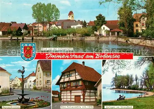 AK / Ansichtskarte Immenstaad_Bodensee Teilansicht Hennenbrunnen Haus Pulvermuehle Anlagen am Strandbad Immenstaad_Bodensee