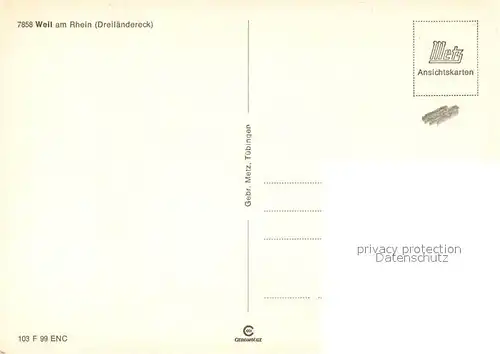 AK / Ansichtskarte Weil_am_Rhein Dreilaendereck Park Kirche Stapflehus Faehre Weil_am_Rhein