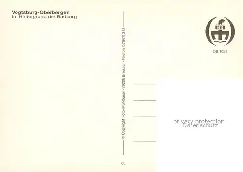 AK / Ansichtskarte Oberbergen_Vogtsburg mit Badberg Oberbergen Vogtsburg