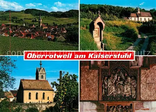 AK / Ansichtskarte Oberrotweil_Kaiserstuhl Panorama Kirche Bildstock Oberrotweil_Kaiserstuhl