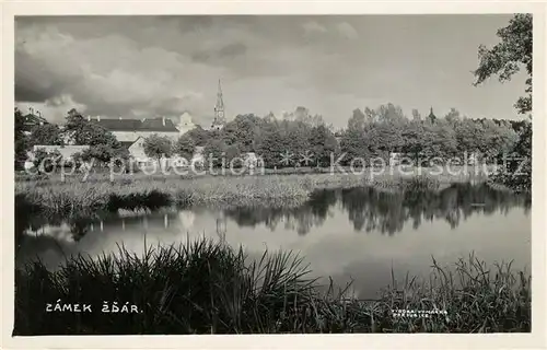 AK / Ansichtskarte Zdar_nad_Sazavou_Saar Zamek Flusspartie Zdar_nad_Sazavou_Saar