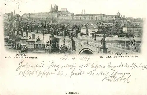 AK / Ansichtskarte Praha_Prahy_Prague Karlsbruecke mit der Kleinseite Praha_Prahy_Prague