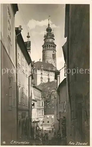 AK / Ansichtskarte Krumlov Ortspartie mit Kirche Krumlov