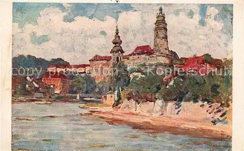 AK / Ansichtskarte Krumlov Zamek Flusspartie Kuenstlerkarte Krumlov