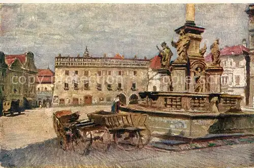 AK / Ansichtskarte Krumlov Brunnen L.Kuba Kuenstlerkarte Krumlov