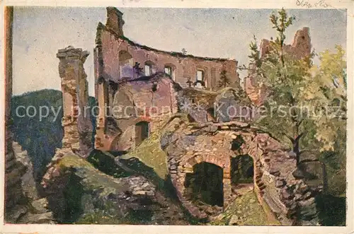 AK / Ansichtskarte Boskovice Hrad Burgruine Kuenstlerkarte Boskovice