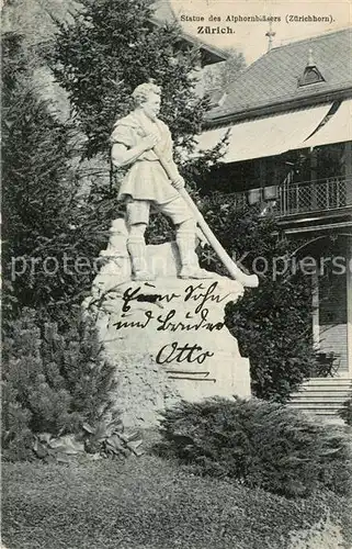 AK / Ansichtskarte Zuerich_ZH Statue des Alphornblaesers Zuerich_ZH