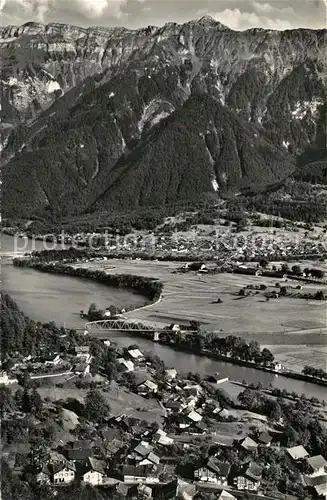 AK / Ansichtskarte Goldswil_Interlaken Fliegeraufnahme mit Boeningen und Faulhornkette Goldswil_Interlaken