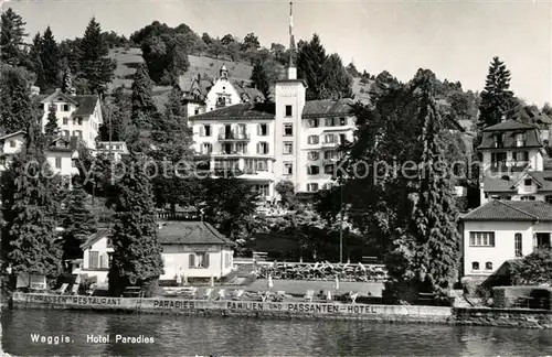 AK / Ansichtskarte Weggis_Vierwaldstaettersee Hotel Paradies Weggis_Vierwaldstaettersee