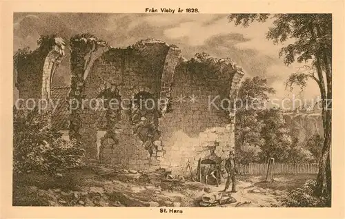 AK / Ansichtskarte Visby St Hans Kyrka Kirche Ruine anno 1828 Kuenstlerkarte Visby