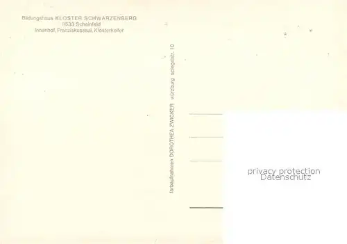 AK / Ansichtskarte Scheinfeld Kloster Schwarzenberg Innenhof Franziskussaal Klosterkeller Scheinfeld