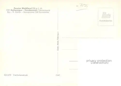 AK / Ansichtskarte Hallwangen Freudenstadt Pension Waldliesel Hallwangen