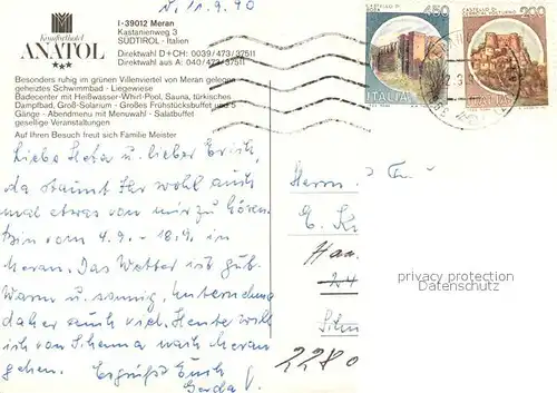 AK / Ansichtskarte Meran_Merano Komforthotel Anatol Meran Merano
