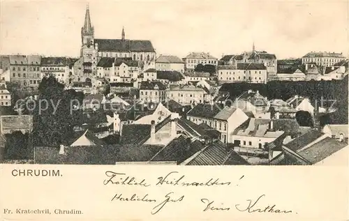 AK / Ansichtskarte Chrudim Panorama Kirche Chrudim