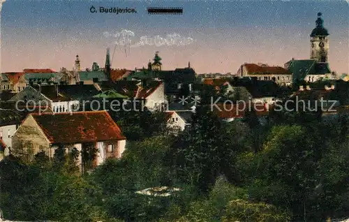 AK / Ansichtskarte Budejovice Panorama Kirche Budejovice