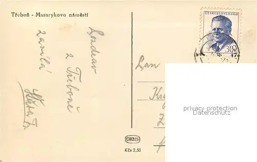 AK / Ansichtskarte Trebon Masarykovo namesti Trebon