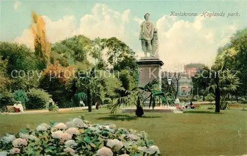 AK / Ansichtskarte Karlskrona Hoglands park Monument Denkmal Karlskrona