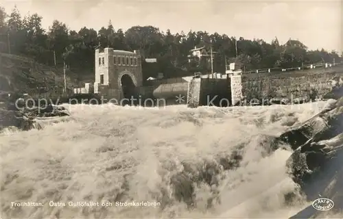 AK / Ansichtskarte Trollhaettan oestra Gulloefallet och Stroemkarlebron Wasserfaelle Trollhaettan