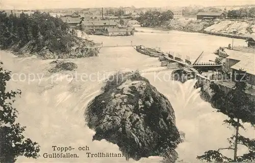 AK / Ansichtskarte Trollhaettan Toppoe och Gulloefallen Wasserfaelle Trollhaettan