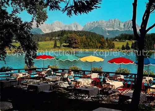 AK / Ansichtskarte Kitzbuehel_Tirol Seerestaurant Schwarzsee Wilden Kaiser Kitzbuehel Tirol