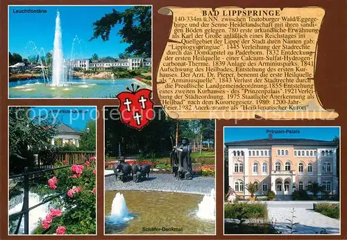 AK / Ansichtskarte Bad_Lippspringe Prinzen Palais Arminius Quelle Schaefer Denkmal Bad_Lippspringe