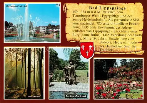 AK / Ansichtskarte Bad_Lippspringe Schaefer Denkmal Kurhaus Kurhotel Bad_Lippspringe