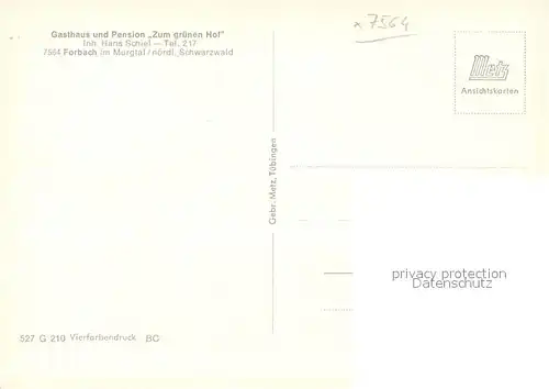 AK / Ansichtskarte Forbach_Baden Gasthaus Zum gruenen Hof  Forbach_Baden