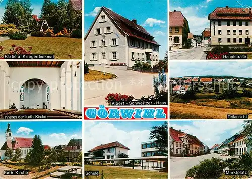 AK / Ansichtskarte Goerwihl Katholische Schule Marktplatz Kriegerdenkmal Goerwihl