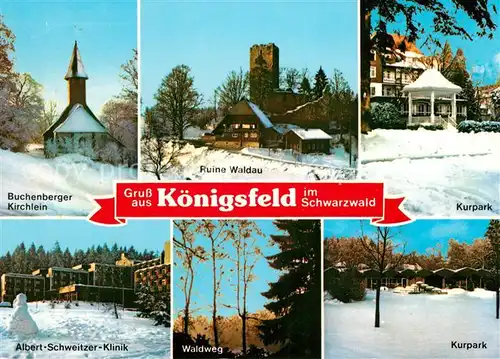 AK / Ansichtskarte Koenigsfeld_Schwarzwald Ruine Waldau Buchenberger Kirchlein Kurpark Koenigsfeld Schwarzwald